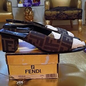SOLD***Fendi Black and Brown Patterned Heels***SOLD